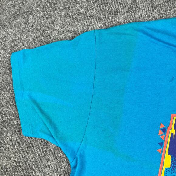 Hanes Mickey Ds T-Shirt Mens XL Turquoise 50/50 Vintage Graphic Short Sleeve 80s - Picture 5 of 9